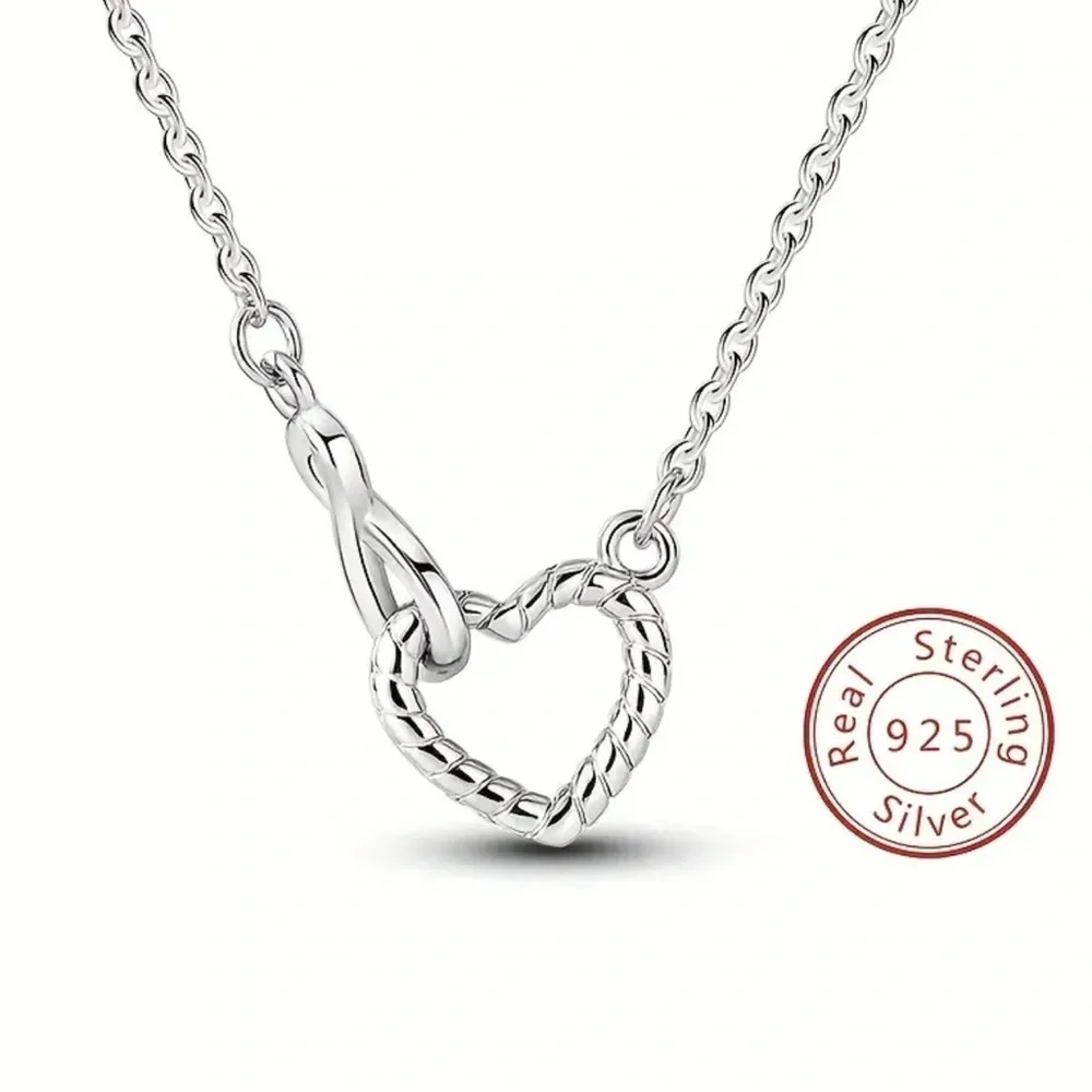 Sterling 925 Silver Hypoallergenic Jewelry Hollow Heart Design Necklace Lovers - Picture 1 of 6